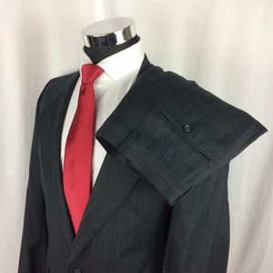 Jos A Bank Mens 42L Suit Grey Pinstripe Wool 32x32